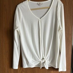 LOFT Women's White Tie-Front Top
